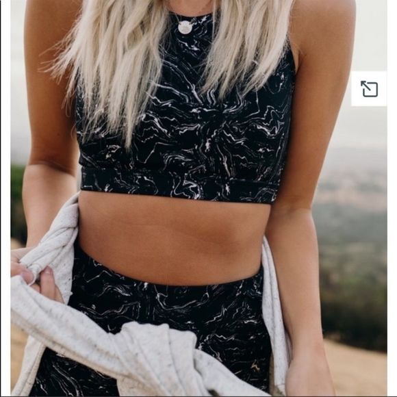 Carly Jean Los Angeles Other - Carly Jean Los Angeles- High Neck Marble Sports Bra Size Medium Like NEW Black